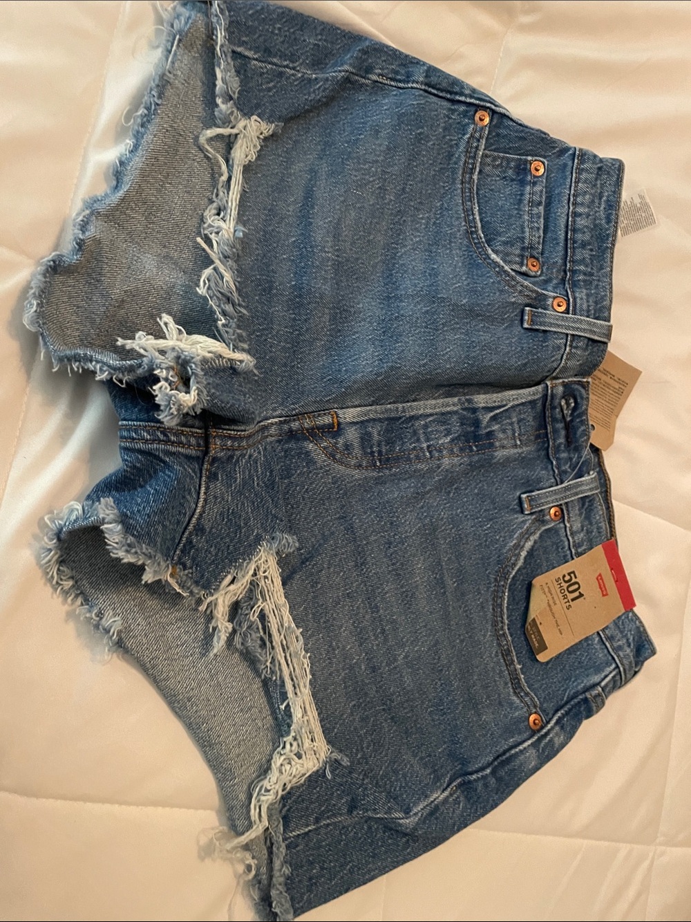 Levi's Distressed Blue Denim Jean Shorts never worn
